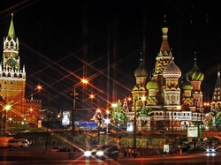 Rosja, Moskwa, Cerkiew, Noc