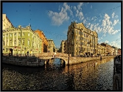 Rosja, Kanał, Most, Domy, St.Petersburg