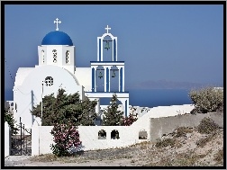 Roślinność, Cerkiew, Santorini, Morze