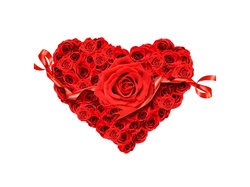 Róże, Serce, Walentynka, Czerwone