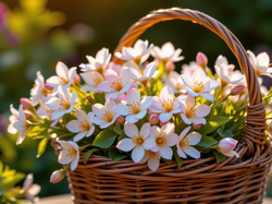 Wiklinowy, Różowe, Drobne, Koszyk, Kwiaty