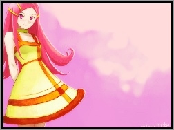 różowe włosy, Nagko, sukienka