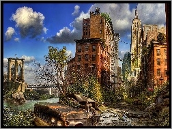 Ruiny, Zniszczony, Nowy Jork, Samochód