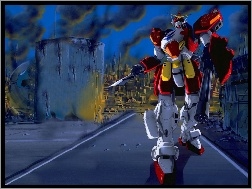 ruiny, robot, zniszczenie, Gundam Wing, miasto