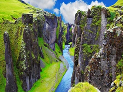 Rzeka, Islandia, Fjadrargljufur, Wąwóz