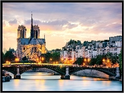 Rzeka, Notre Dame, Katedra, Most