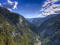 Stan Kalifornia, Góry, Las, Park Narodowy Yosemite, Stany Zjednoczone, Rzeka