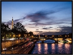 Rzeka, Wieża Eiffla, Paryż, Most
