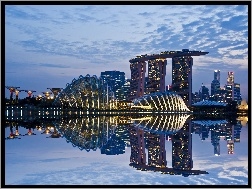 Rzeka, Chmur, Drapacze, Singapur, Miasto