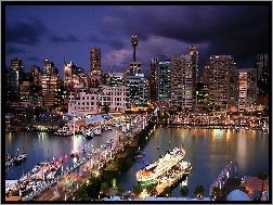 Rzeka, Wieżowce, Australia, Sydney, Most