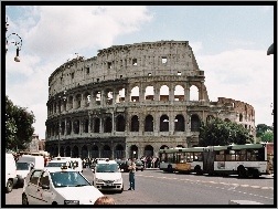Samochody, Koloseum, Rzym, Ulica