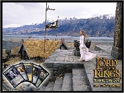 Miranda Otto, schody, budynek, karty, The Lord of The Rings, góry