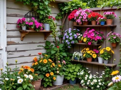 Kwiaty, Ściany, Półki, Ogródek, Kolorowe
