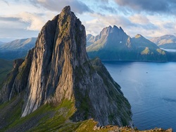 Norwegia, Wyspa Senja, Wyspa Senja, Góry, Morze, Skały, Góra Segla