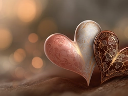 Dwa, Serca, Wzory, Grafika AI