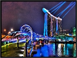 Singapur, Most, Hotel, Światła