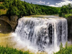 Skały, Wodospad Middle Falls, Stan Nowy Jork, Stany Zjednoczone, Park miejski Letchworth Park