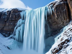 Śnieg, Skały, Wodospad, Zima, Sople