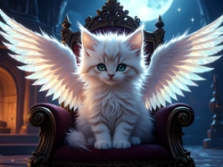 Kot, Skrzydła, Fotel, Grafika AI