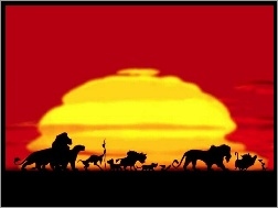 Zachód słońca, The Lion King, Król Lew, Zwierzęta