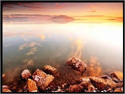 Słońca, Kamienie, Jezioro, Zachód