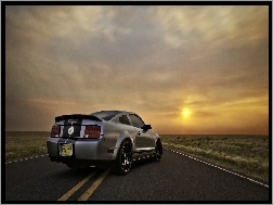 Słońca, Droga, Ford Mustang, Zachód