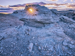 Stany Zjednoczone, Promienie słońca, Skały, Góra, Upper Blue Hills, Szczyt Factory Butte, Utah