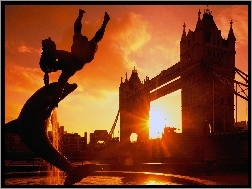 Słońca, Londyn, Tower, Zachód
