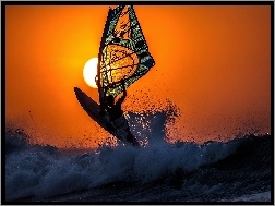 Słońca, Morze, Windsurfing, Zachód