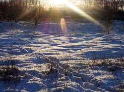 Słońca, Śnieg, Zima, Promienie