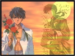 słońce, fecet, Fushigi Yuugi, kwiaty