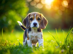 Światło, Beagle, Szczeniak, Słoneczne, Pies, Grafika