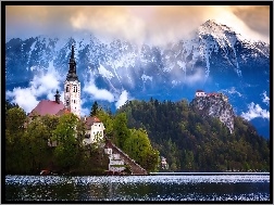 Słowenia, Góry, Zamek, Kościół, Las