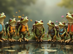 Grafika, Żaby, Plecaki, Śmieszne