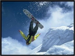 śnieg, deska, Snowbording, snowboardzista