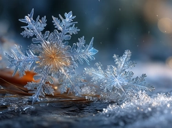 Zima, Śnieżynki, Śnieg, Grafika AI