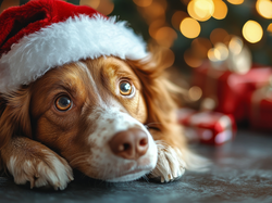 Mikołaja, Pies, Springer spaniel walijski, Prezenty, Czapka