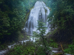 Stany Zjednoczone, Fairy Falls, Wodospad, Las, Drzewa, Deszcz, Oregon