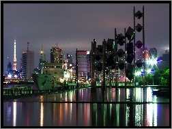 Statek, Miasto, Tokio, Nocą