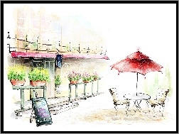 Restauracja, Stolik, Parasol