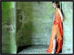 sukienka, Keira Knightley, Pomarańczowa
