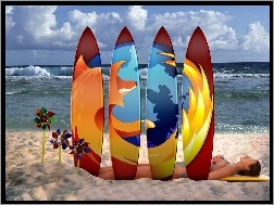 Surfingowe, Plaża, Firefox, Mozilla, Deski