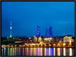 Swiatła, Noc, Baku, Odbicie