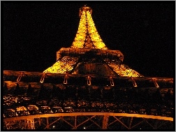 świetła, Wieża Eiffla, Francja, noc