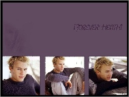 szary sweterek, Heath Ledger, jasne włosy