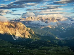 Włochy, Dolina, Dolomity, Szczyt, Seceda, Góry, Chmury