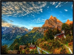 Szwajcaria, Droga, Domy, Góry Alpy