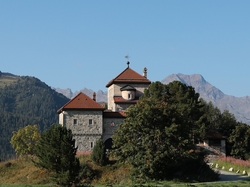 Szwajcaria, Góry, Kanton Gryzonia, Miejscowość Surlej, Drzewa, Zamek Schloss Crap da Sass, Silvaplana