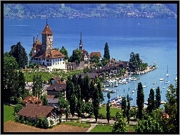 Szwajcaria, Miasto Spiez, Zamek Spiez Castle, Jezioro Thun