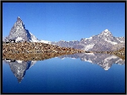 Szwajcarja, Odbicie, Góry, Jezioro, Matterhorn